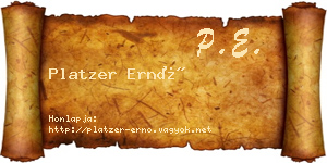 Platzer Ernő névjegykártya